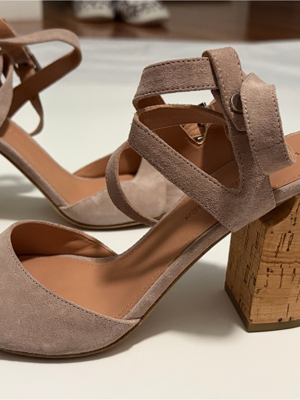 Sigerson Morrison Suede Block Heel Sandals - Taupe Pink